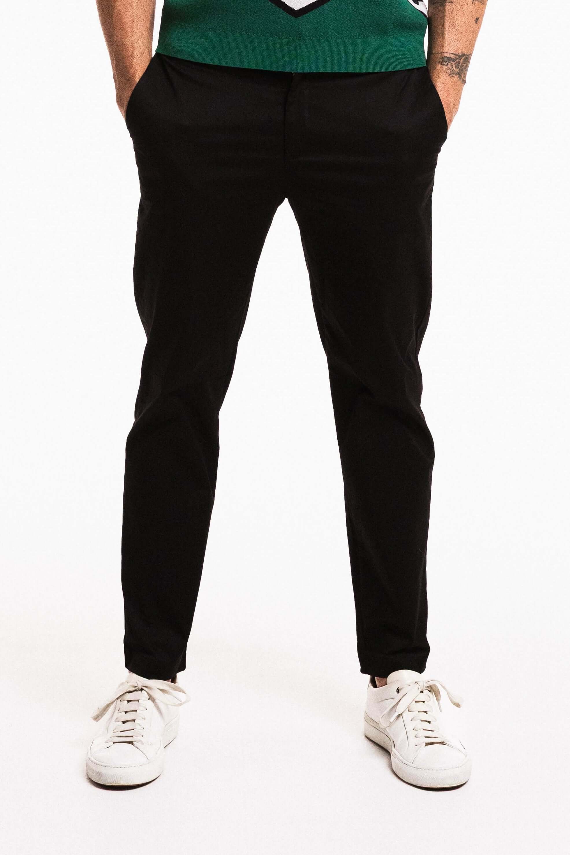 Classic Cotton Trouser in Obsidian, featuring a tailored fit and straight-leg silhouette, ideal for any occasion.