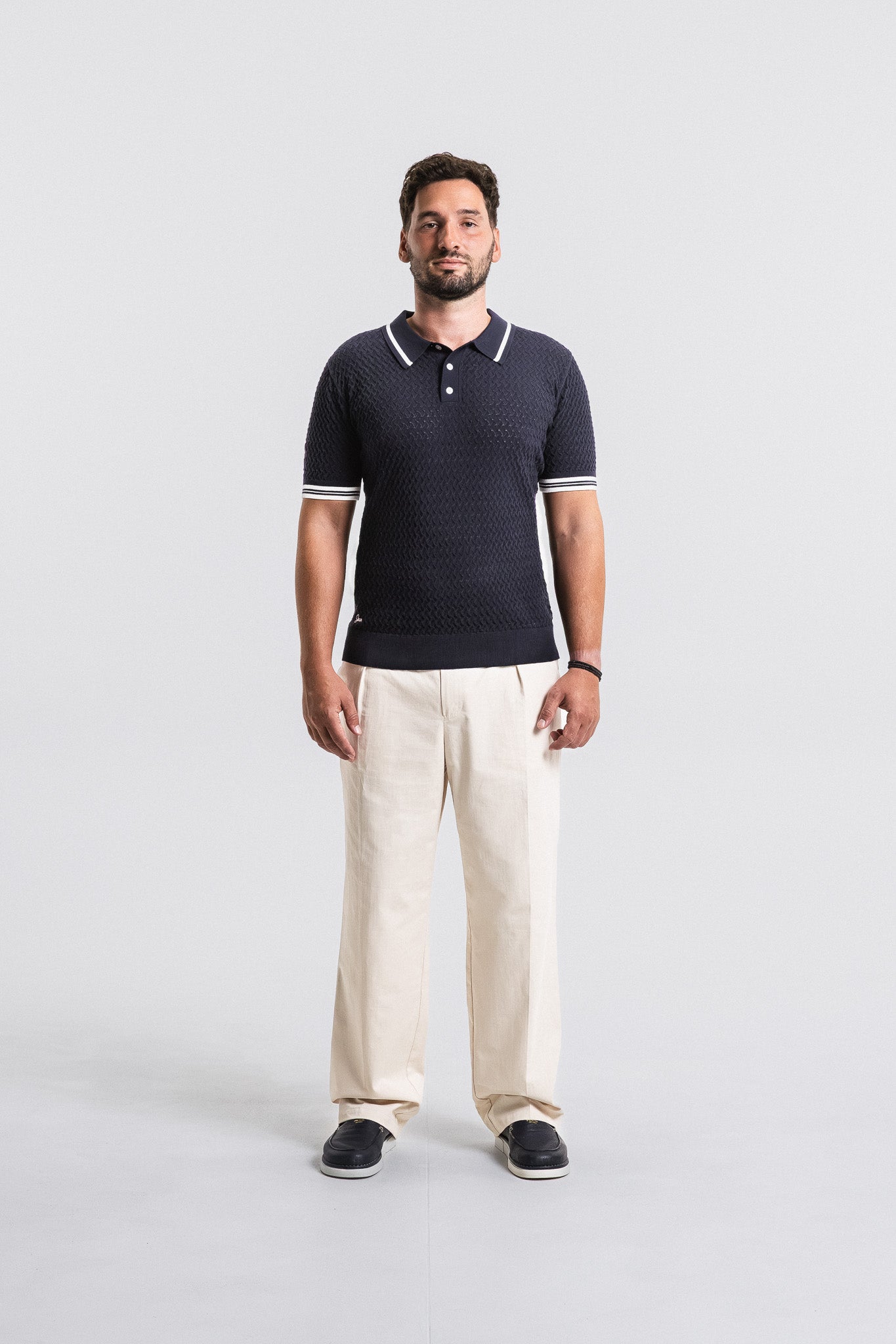 Textured Knit Cotton Polo