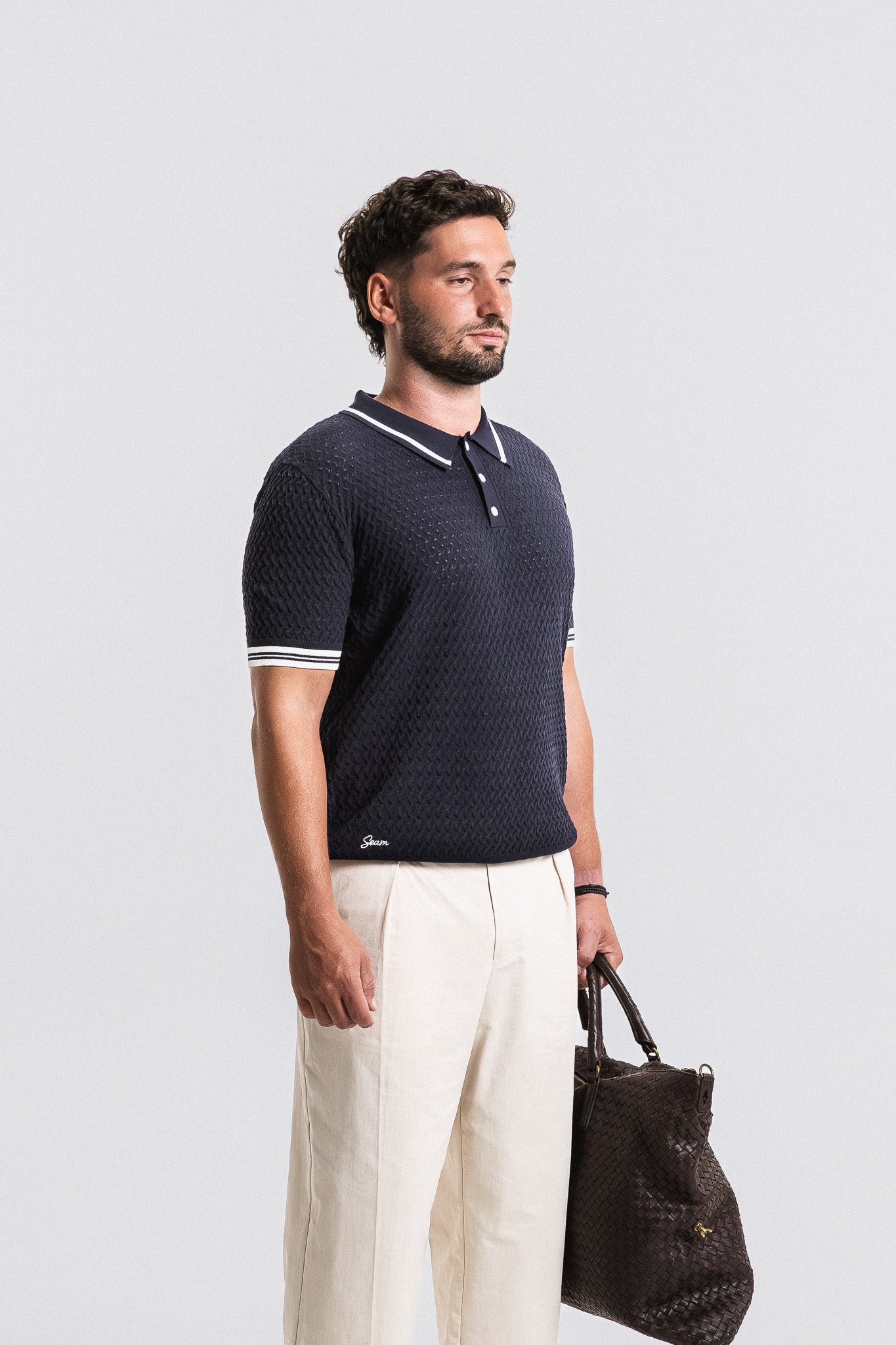 Textured Knit Cotton Polo