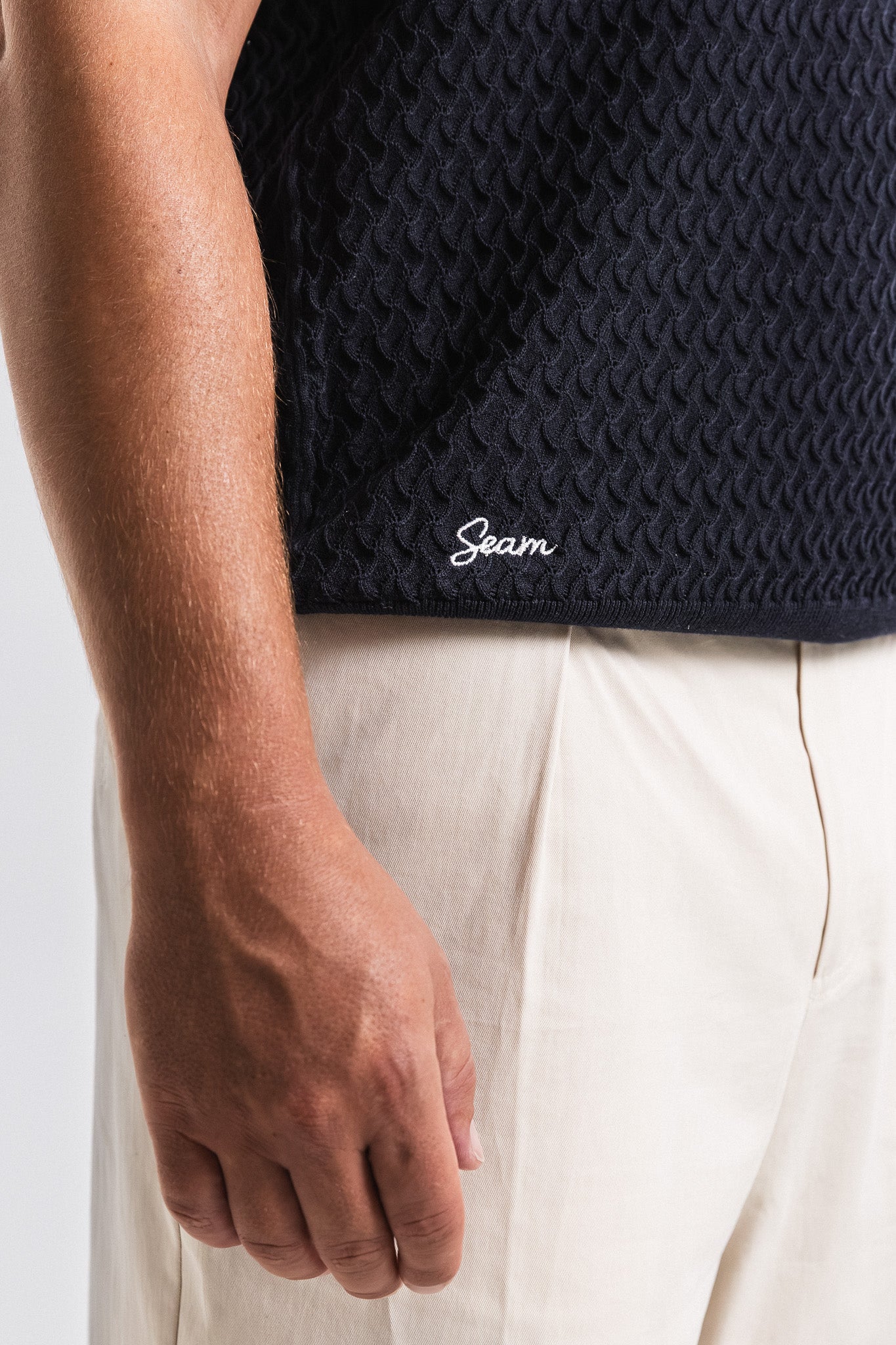 Textured Knit Cotton Polo