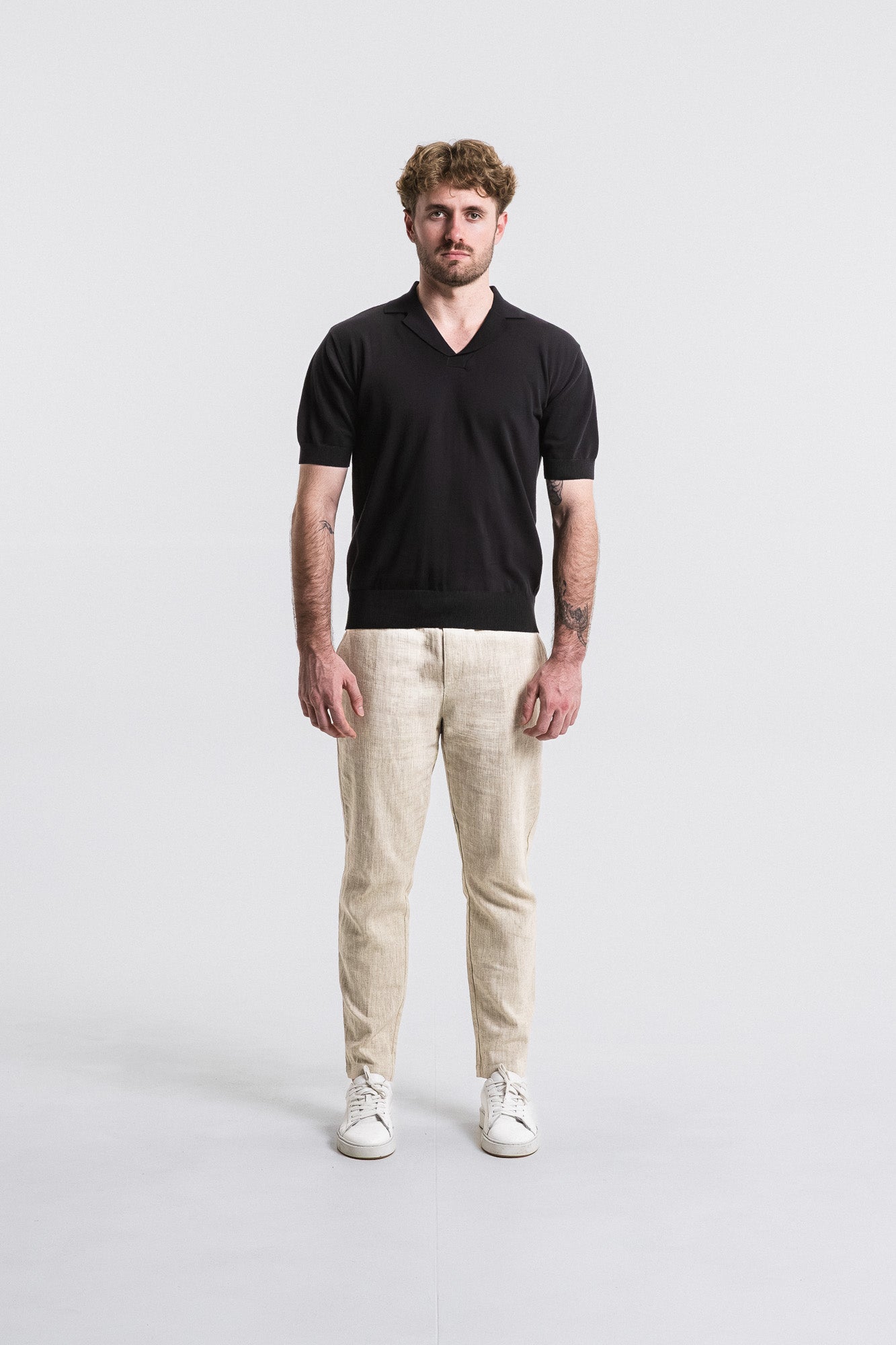 Cotton Knit Open Neck Polo