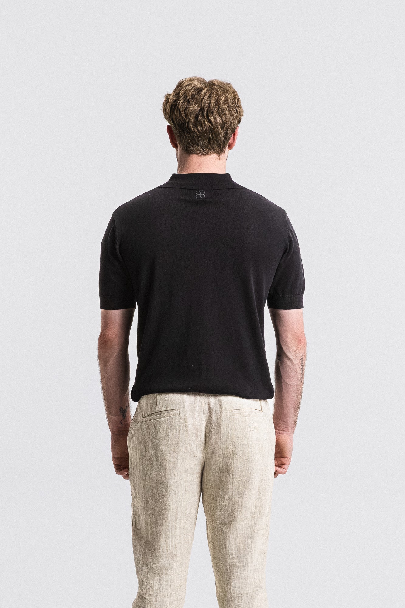 Cotton Knit Open Neck Polo