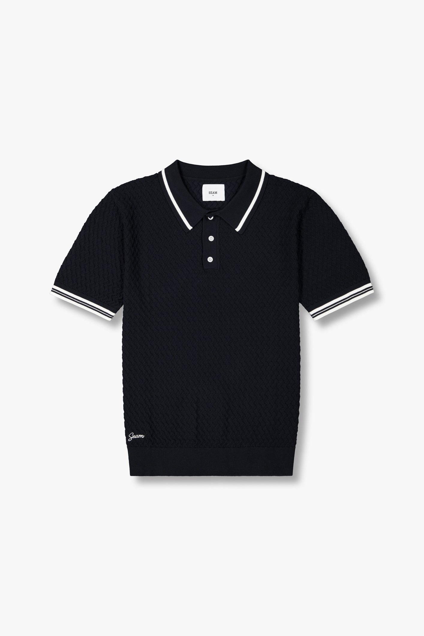 Textured Knit Cotton Polo