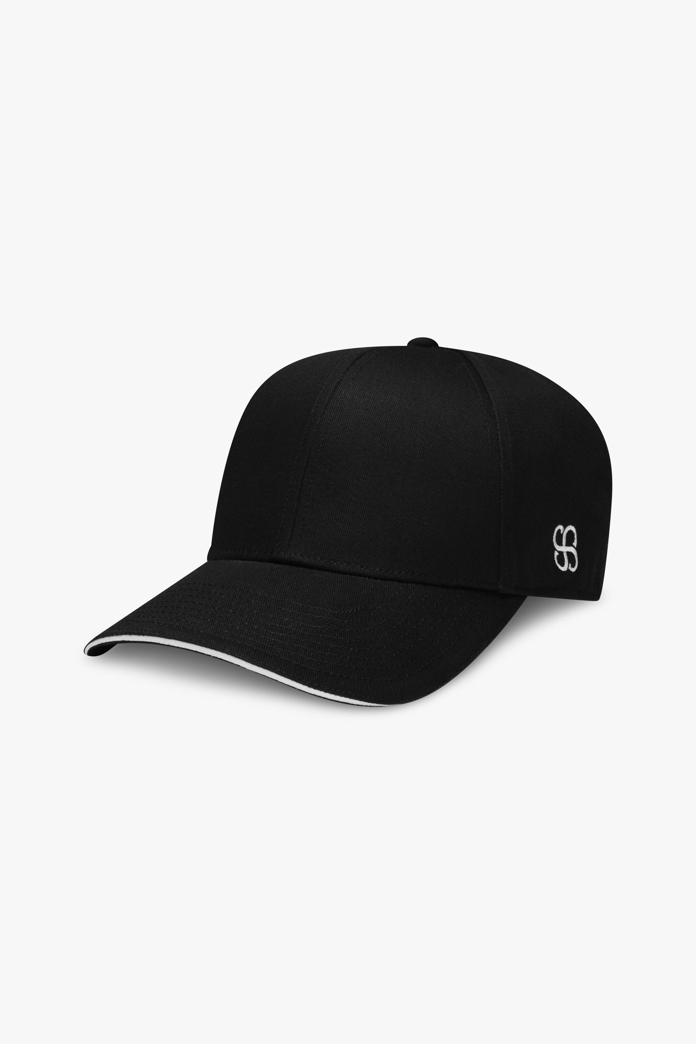SEAM Cotton Logo Cap in Black, back view showing adjustable strap