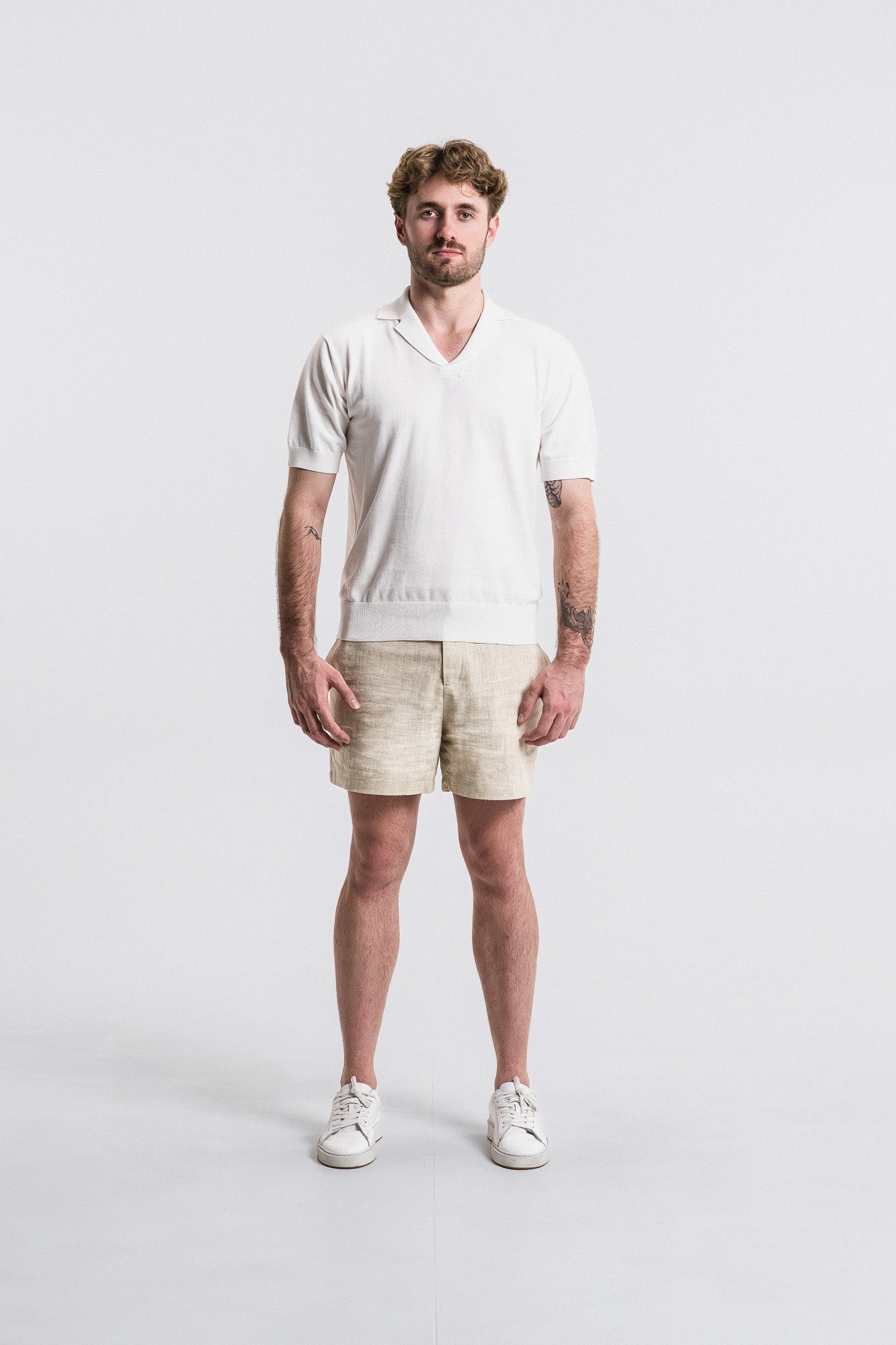 Cotton Knit Open Neck Polo