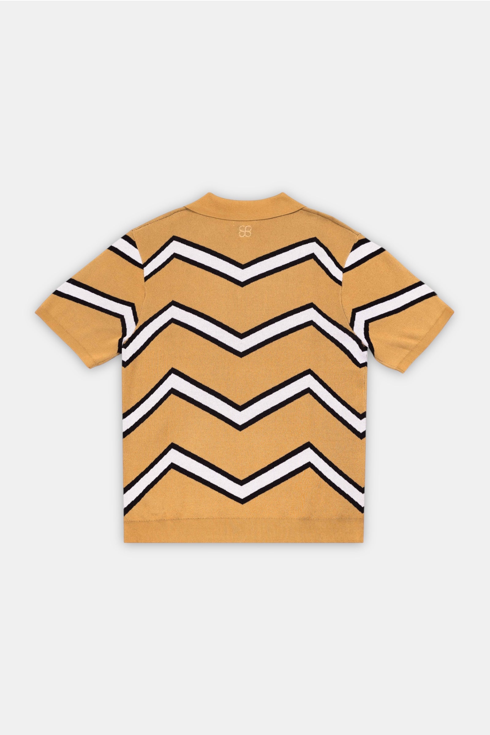 Chevron Polo in Caramel Flat Lay – back view