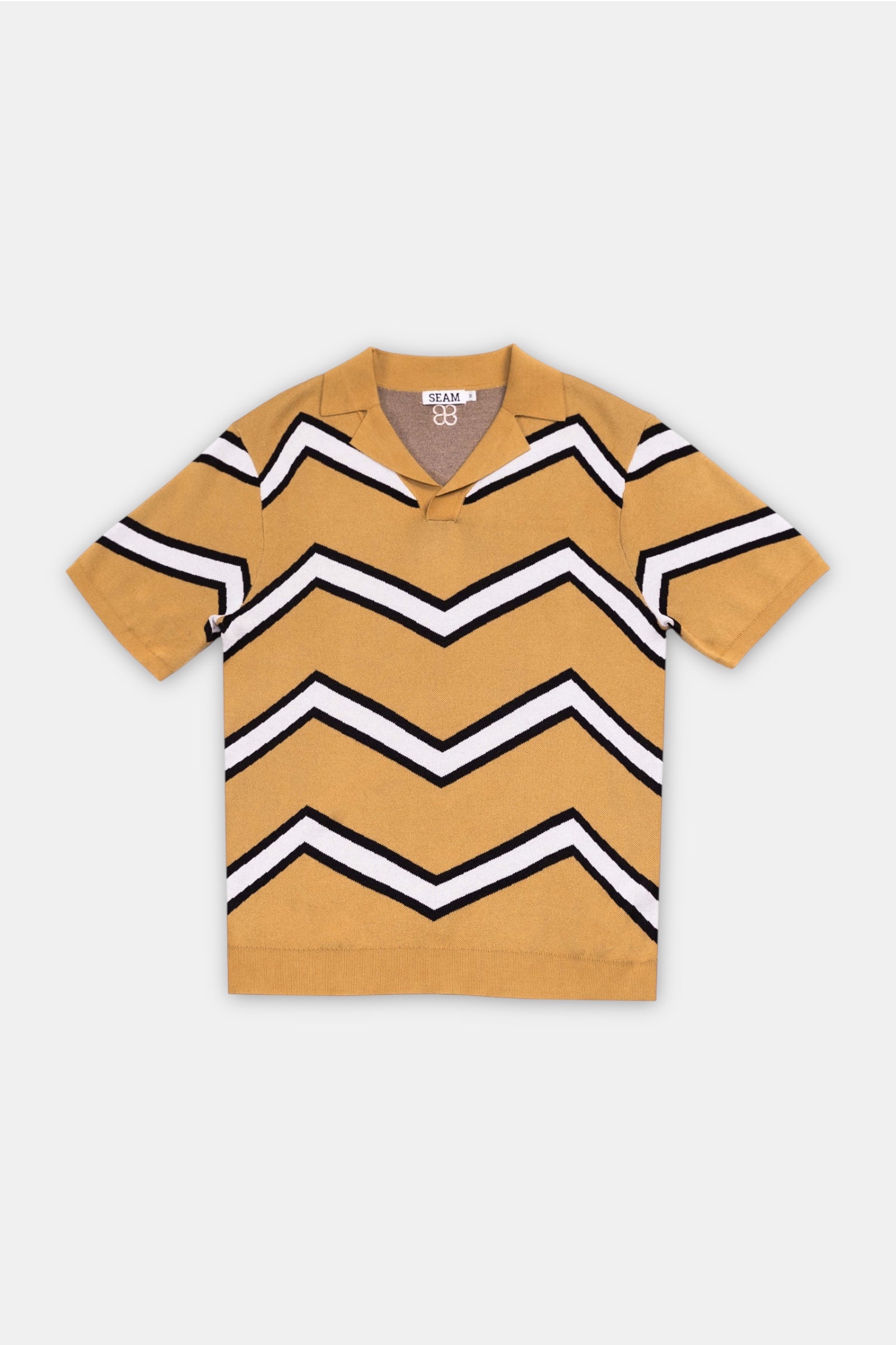 Chevron Polo in Caramel Flat Lay – front view