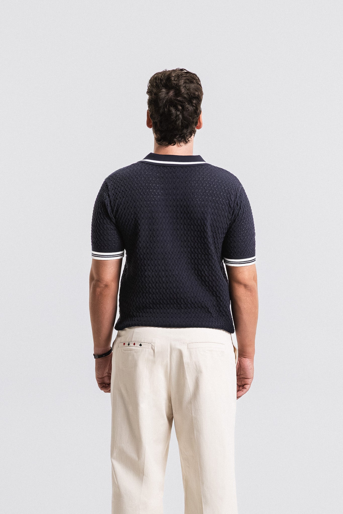 Textured Knit Cotton Polo