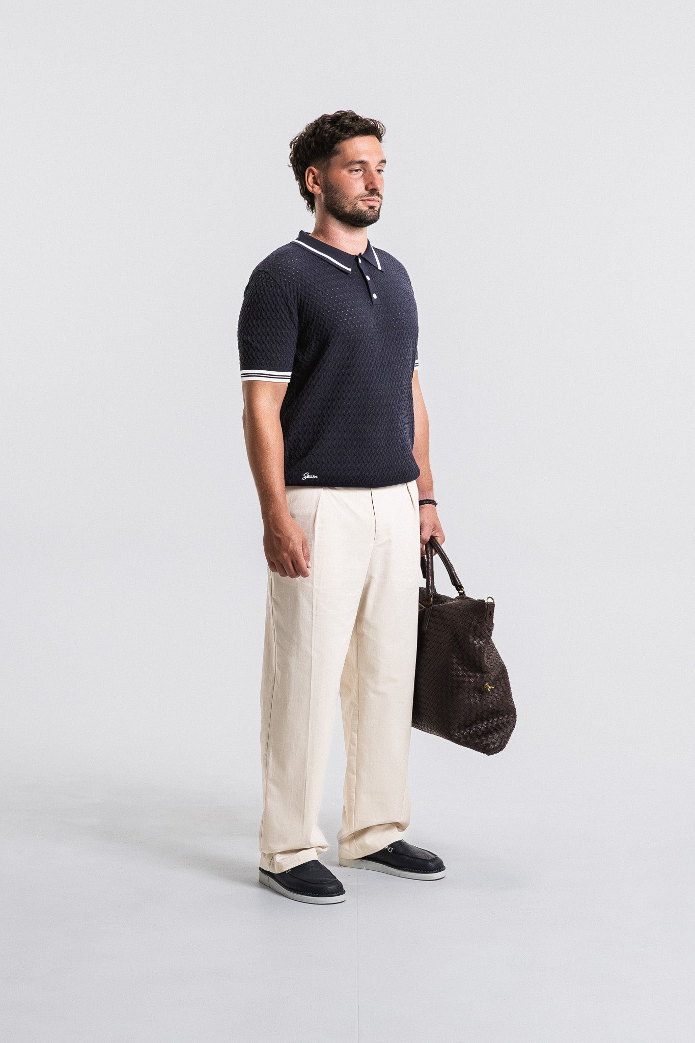Textured Knit Cotton Polo