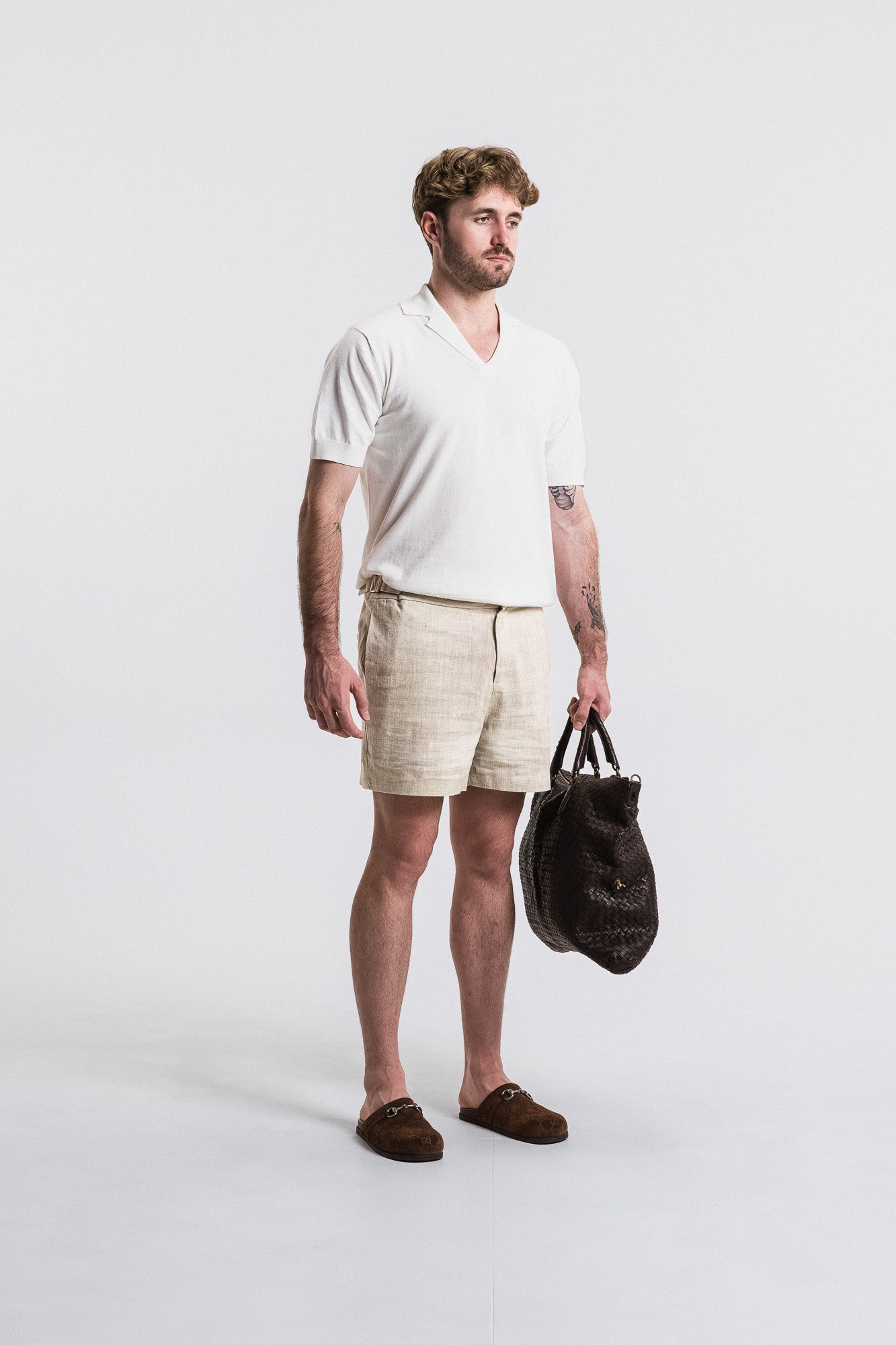 Cotton Knit Open Neck Polo